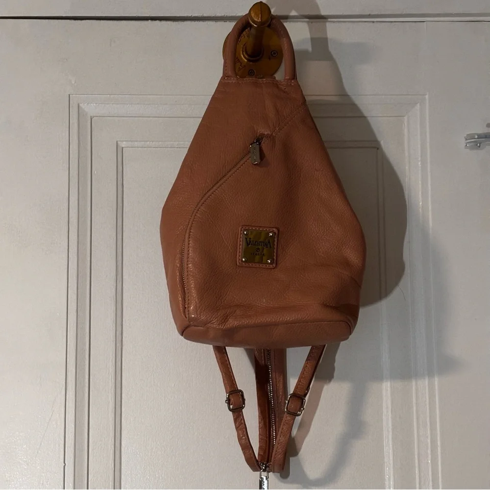 Valentina dusty rose leather Urban Backpack Minimalist Design